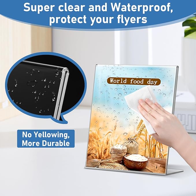 Acrylic Sign Holder 5x7 Inches, 13 Pack Clear Plastic Table Flyer Display Stand - Image 3