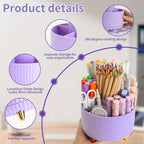 Camelmother 360°Rotating Pen&Pencil Holder For Desk With 5Slots Cute Office | Spacious Beautiful & Durable For Teachers Students Workers Easy Storage for Pens Stationery