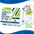Aheroi 12Pcs Acrylic Sign Holder 8.5 x 11, Horizontal Clear Sign Holders 8.5 x - Image 4