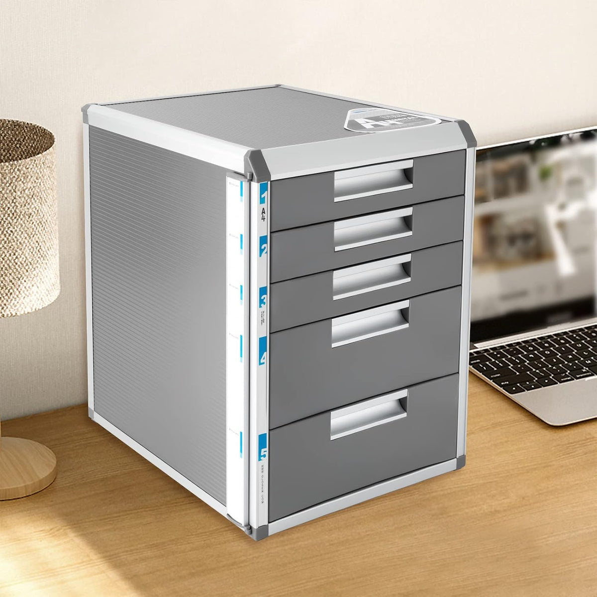 5 Drawer File Sorters, Desktop Drawer Paper Organizer with Label and key