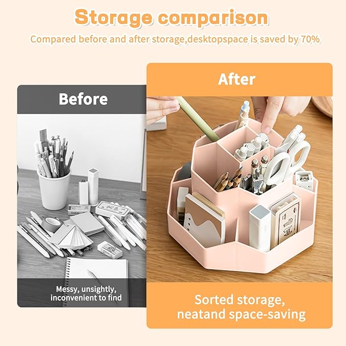 Pencil Pen Holder for Desk, 9 Slots 360 Degree Rotating Desk Organizers - Image 2