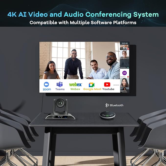 TONGVEO 4K PTZ Conference Room Camera System AI Auto-Tracking 20x Zoom 4K PTZ - Image 9