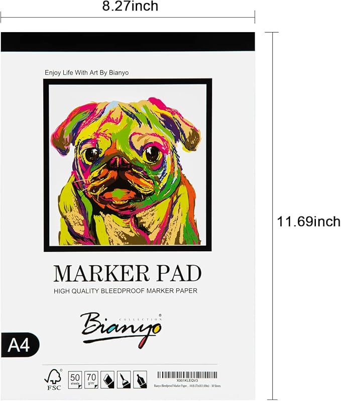 Bianyo Bleedproof Marker Paper Pad, 50 Sheets/Pad, 18 LB / 70 GSM, Glue-Bound - Image 6