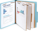 Blue Summit Supplies 10 Classification Folders, 3 Divider, Light Blue | Heavy-duty, letter size, 2 in expansion, 2 prong fasteners, 3 dividers, for medical and legal files