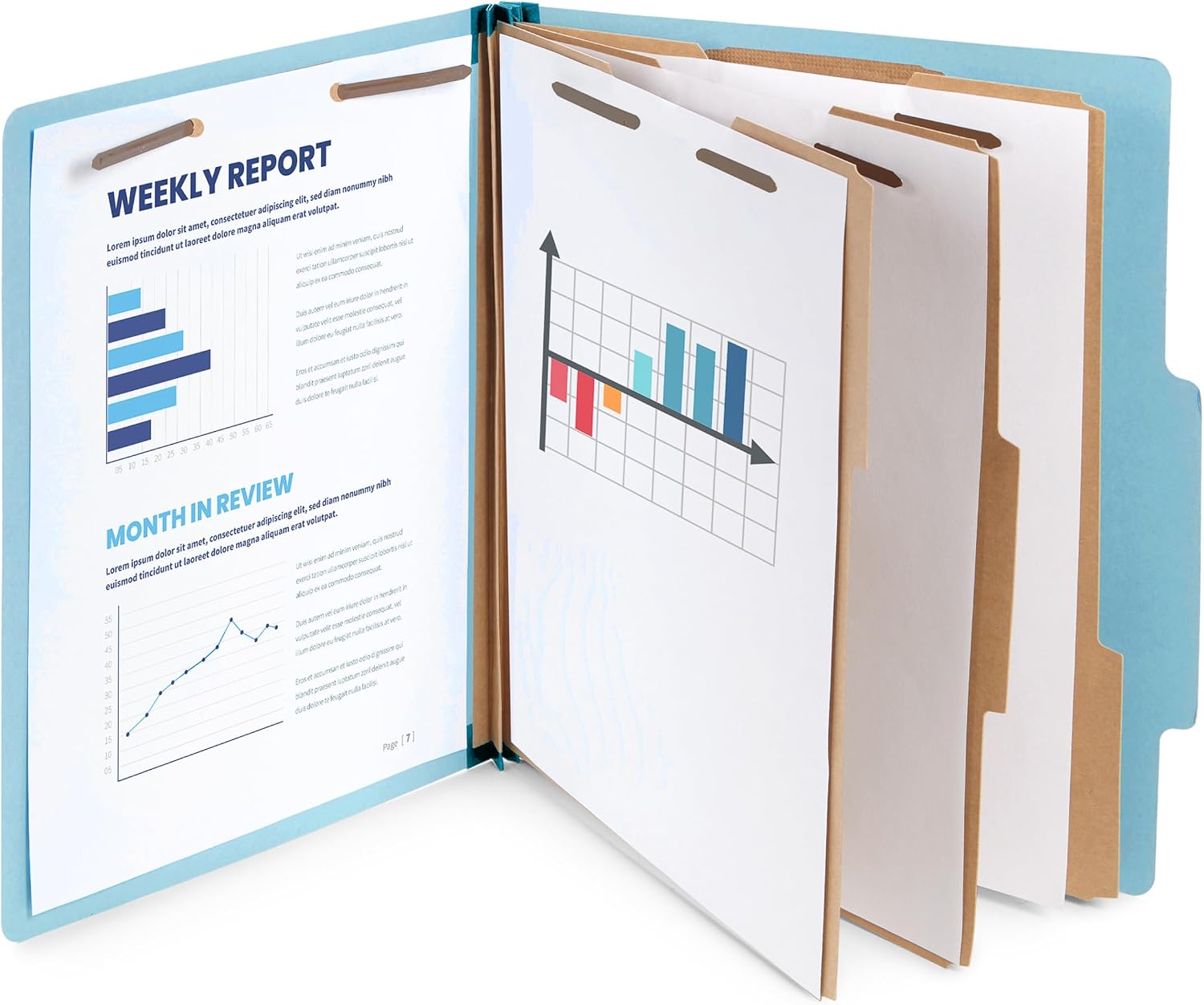 Blue Summit Supplies 10 Classification Folders, 3 Divider, Light Blue | Heavy-duty, letter size, 2 in expansion, 2 prong fasteners, 3 dividers, for medical and legal files