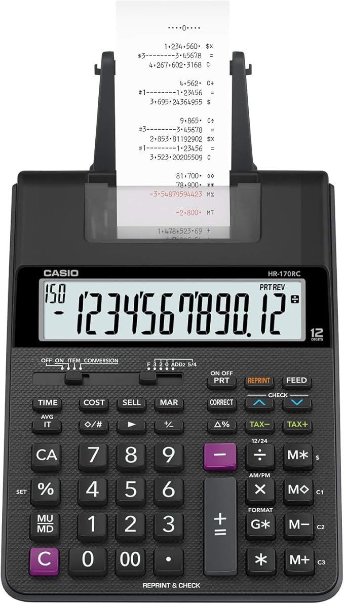 Casio HR-170RC Plus – Mini Desktop Printing Calculator | Check & Correct - Image 4