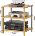 LELELINKY 3-Tier AV Media Player Stand Set of 2, Natural Stereo Cabinet - Image 3