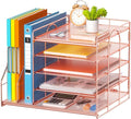 Marbrasse Desk Organizer with File Holder, 5-Tier Paper Letter Tray, Mesh Desk by Marbrasse