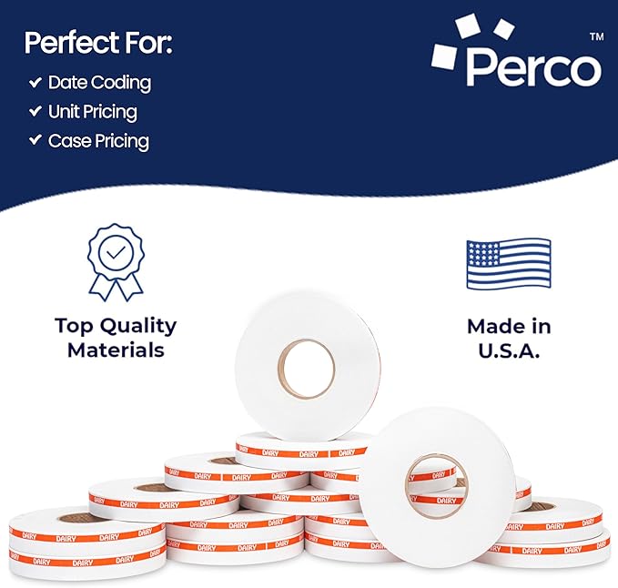 Perco Orange Reverse Print on White Dairy Labels to fit Monarch 1110 Price Gun - Image 4