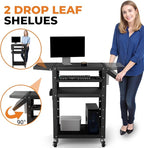 Mobile AV Cart with Pullout Keyboard Tray, Rolling Computer Cart Height - Image 4