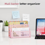 Marbrasse Mail Organizer for Desk, 3-Slot Mesh Metal Mail Holder countertop - Image 2