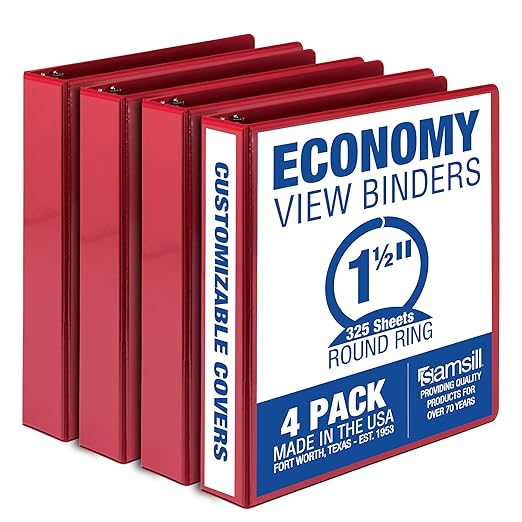 Samsill 1.5 Inch 3 Ring Binders, Made in USA, Economy Round Ring, 325 Sheet by Samsill