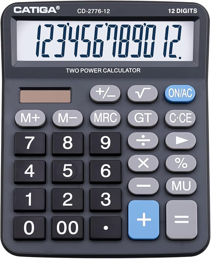 Premium Commercial 12-Digit Large Desktop Calculator by CATIGA