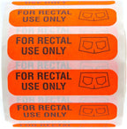 Red for Rectal Use Only Stickers / 500 Small Labels / 0.375" x 1.5" Fluorescent Red Permanent Adhesive Sticker
