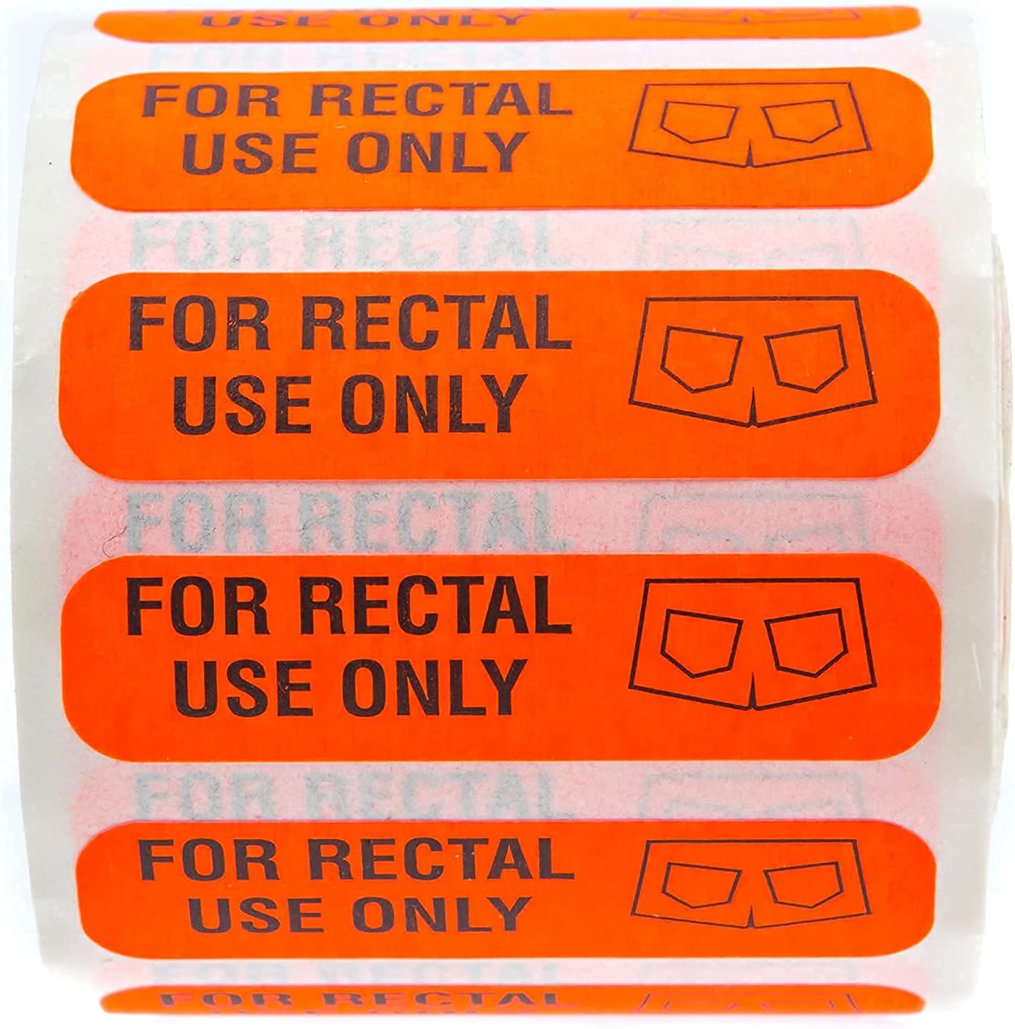 Red for Rectal Use Only Stickers / 500 Small Labels / 0.375" x 1.5" Fluorescent Red Permanent Adhesive Sticker