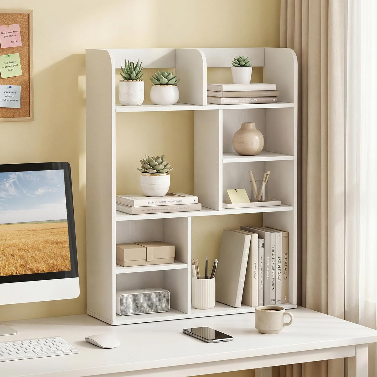 Tangkula Desktop Bookshelf, 5-Tier Desktop Display Rack with 4 Open Shelves &...