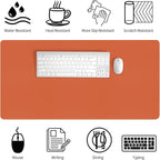 Bloss Orange Desk Mat 31.5"x15.7", Waterproof Large Desk Pad, Leather Desk Matt - Image 3