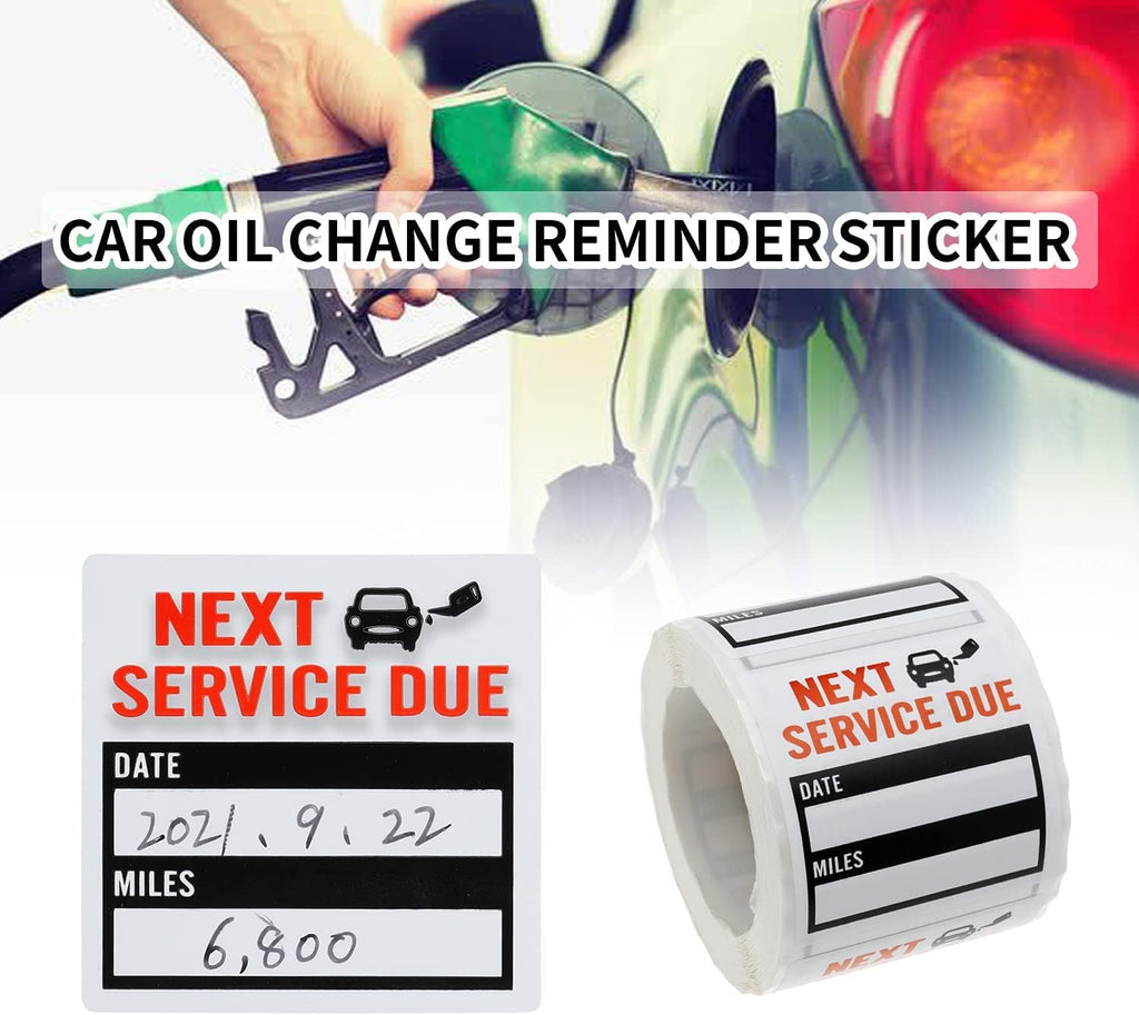 Oil Change Service Reminder Stickers - 300 Pcs 2x2 Black, Next Service Due Roll, Removable Vinyl Peel & Write, No Residue Car Sticker (1)