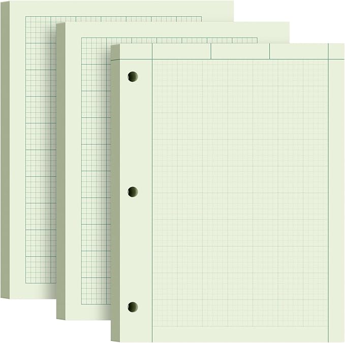Engineering Paper 8.5 x 11, 3 Pack Engineering Notebook, 5x5 Quad Ruled by Aidunmis