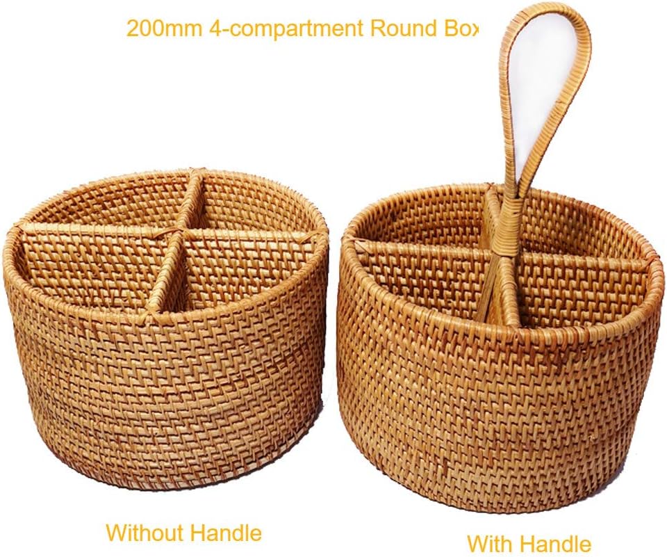 i-lan Natural Rattan 4 Compartments Storage Holder Cosmetics Organizer Utensi...