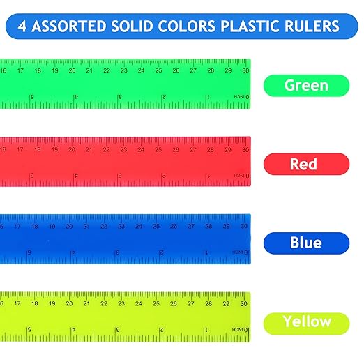 Zonon 500 Pcs 12 Inch Plastic Ruler Assorted Colors Rulers - Image 2