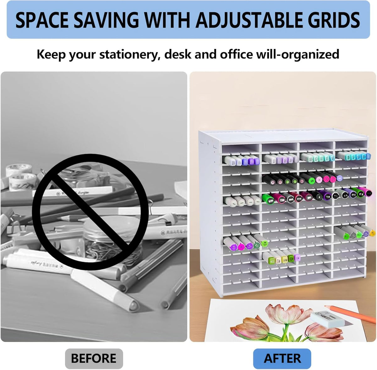 Marker Organizer,240 Slots Marker Storage Organizer with Divider
