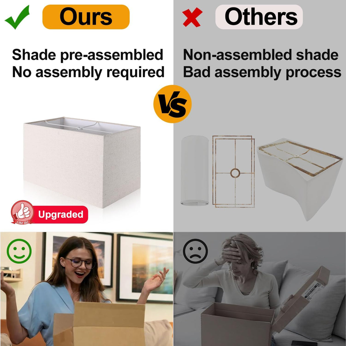 21" Touch Bedside lamps with 2 USB & AC Outlets, 3-Way Dimmable Beds...
