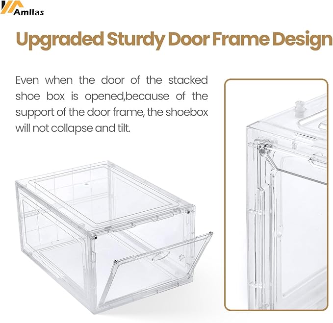 Amllas 12 Pack Clear Shoe Boxes Stackable, Shoe Storage Boxes - Image 5