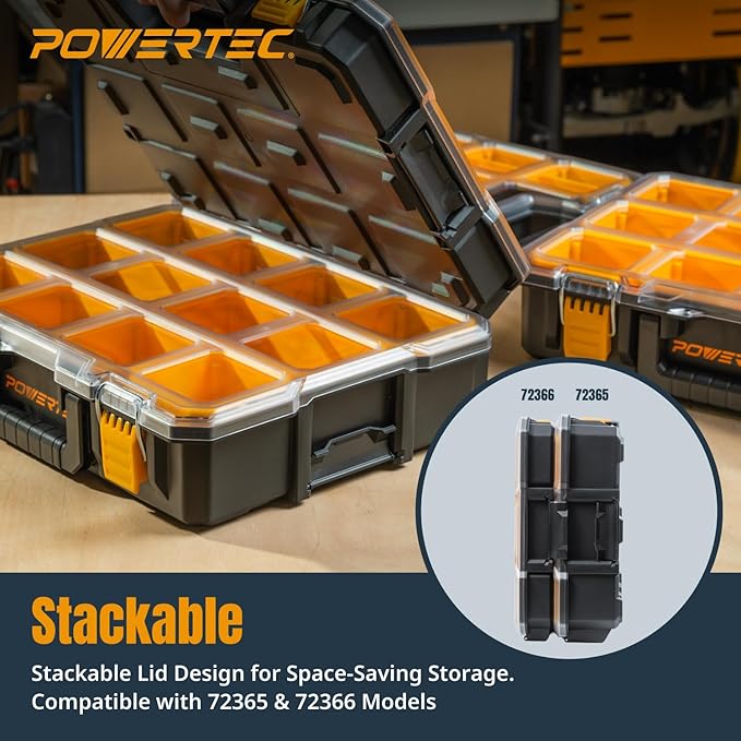 POWERTEC Small Parts Organizer & Tool Box – 10 Compartments, IP65 Water & Dust - Image 4