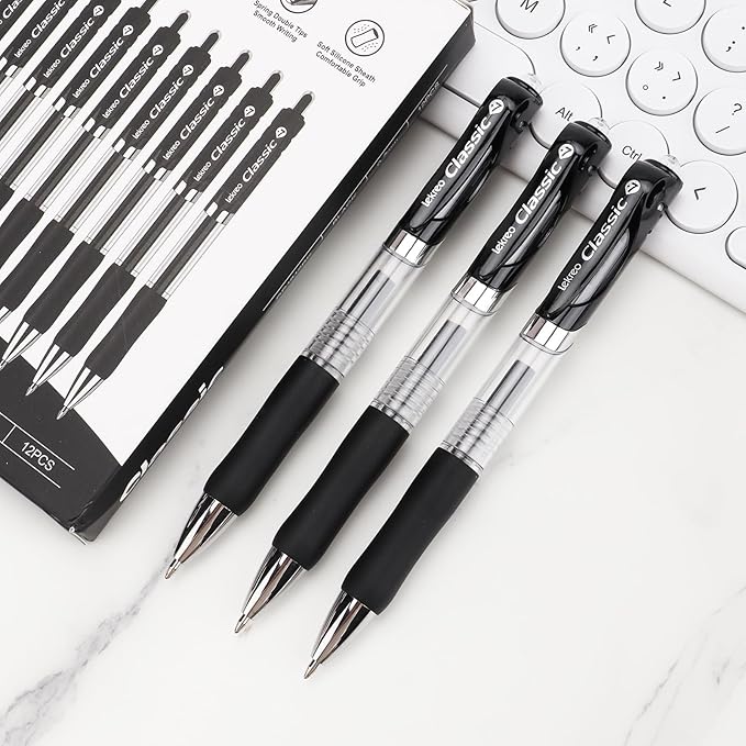 Lekreo Classic Retractable Gel Roller Pens, 0.7mm Fine Point - Image 6