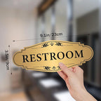 Restroom Sign Sticker for Business & Home, Self-Adhesive Brushed Gold Elegant - Image 2