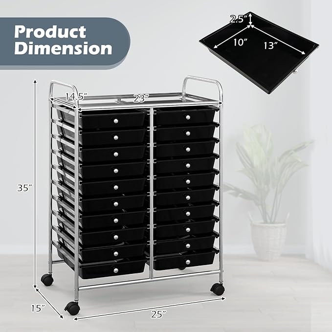Happygrill 20-Drawer Organizer Cart Tools, Mobile Utility Storage Cart - Image 3