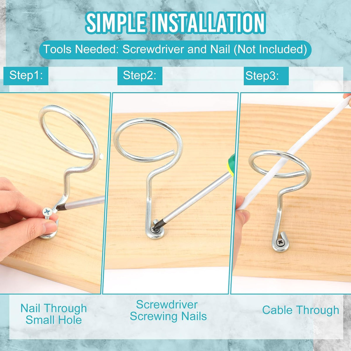 Blulu 50 Pcs Bridle Rings, 2 Inch Low Voltage Wire Cable Rings