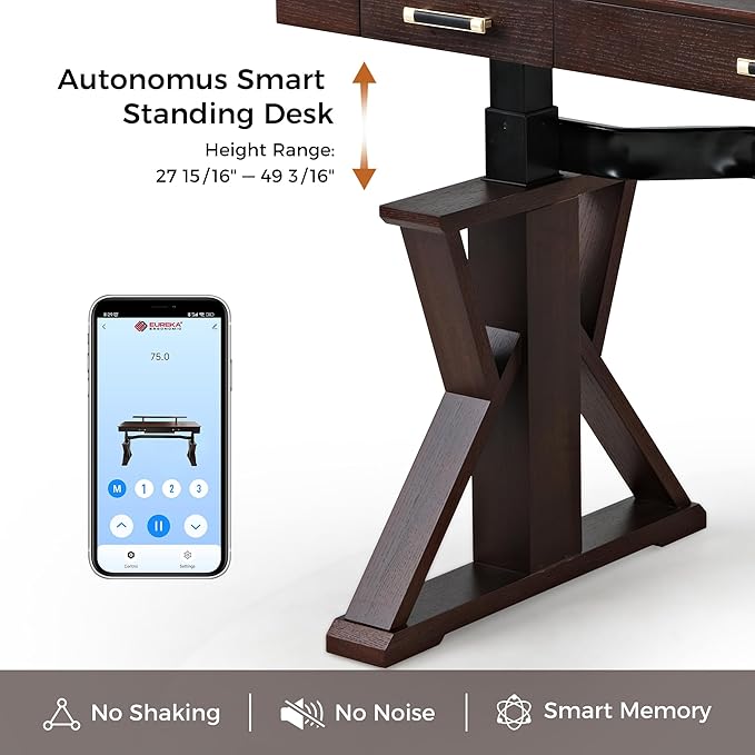 EUREKA ERGONOMIC Ark SWS Standing Desk, 63 inch Executive Desk w Drawers - Image 6