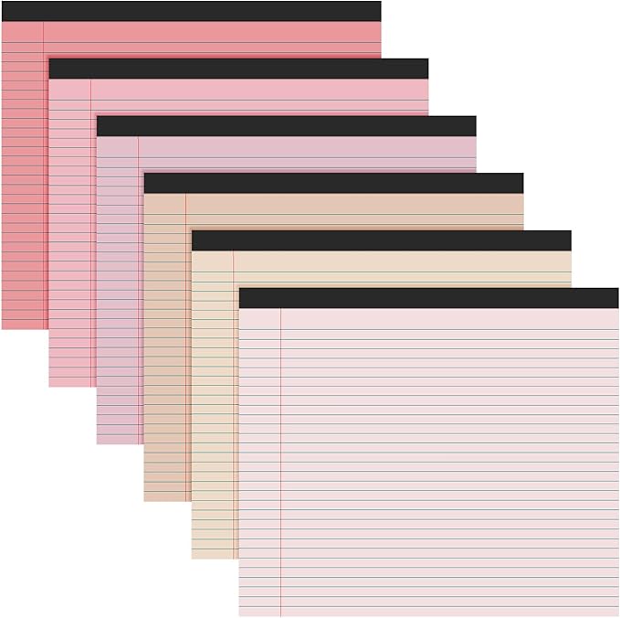 Lincia 6 Pcs 11" x 9.5" Legal Pads College Ruled Notepad Landscape Notebook by Lincia