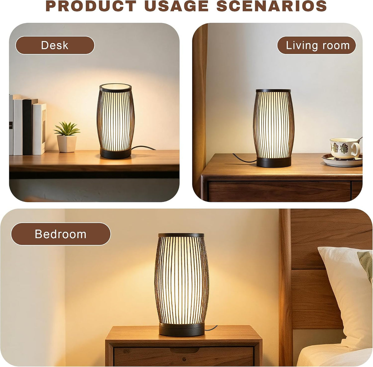 Boho Bedroom Lamps Set of 2, Small Bedside Lamp for Nightstands