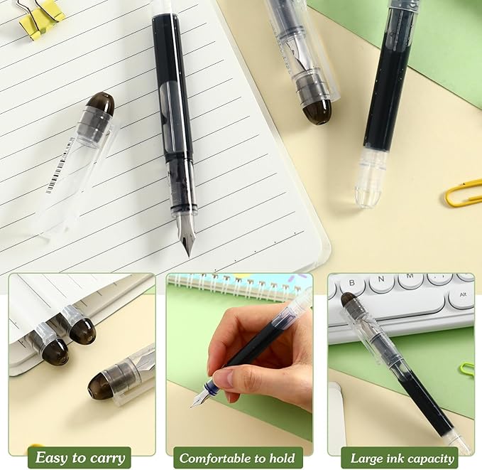 Crtiin 36 Pcs Disposable Fountain Pens, Back to School Quick Drying Ink Pen - Image 4