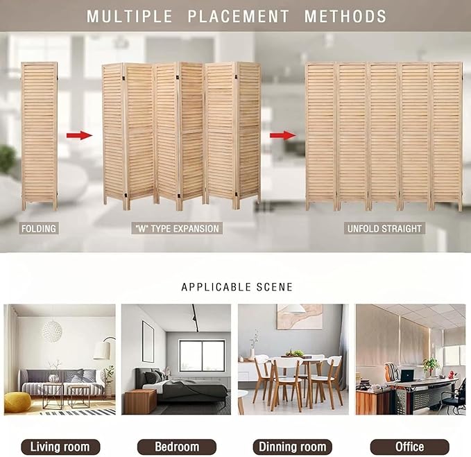 6 Panel Room Dividers and Folding Privacy Screens, Divider - Image 8