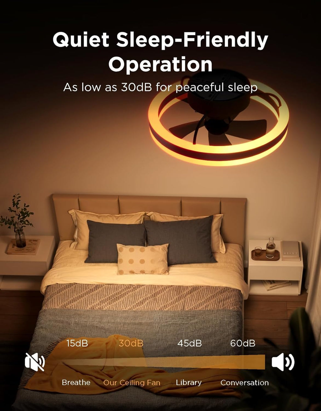 govee ceiling fan with lights, 20'' rgbic fandelier on a desk or shelf