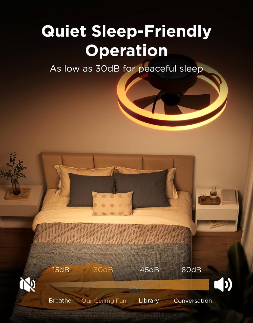 govee ceiling fan with lights, 20'' rgbic fandelier on a desk or shelf