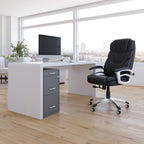 staples 3-drawer vertical file cabinet, letter size, lockable shown in use