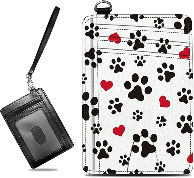 BWEGRHE Small Travel Wallets, Cute Dog Paw Prints Slim Minimalist Front Pocket by BWEGRHE