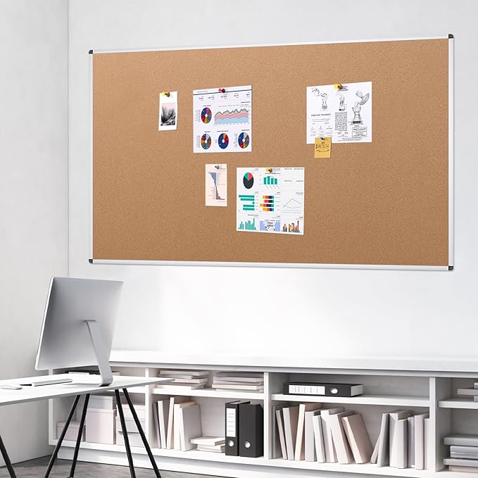 VIZ-PRO Large Cork Bulletin Board, 60 X 36 Inches, Wall-Mounted Corkboard - Image 6