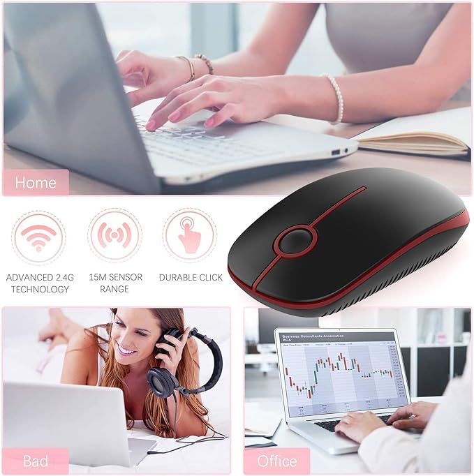 VssoPlor Wireless Mouse, 2.4G Slim Portable Quiet Computer Mice - Image 7