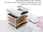 HeZone Acrylic Paper Letter Tray Organizer, 5 Tiers, Transparent, Rectangular - Image 2