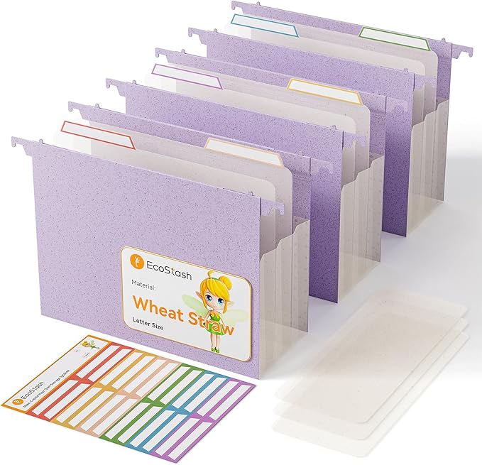 Extra Capacity Hanging File Folders, 4.72" Reinforced Wheat Straw Expanding by EcoStash