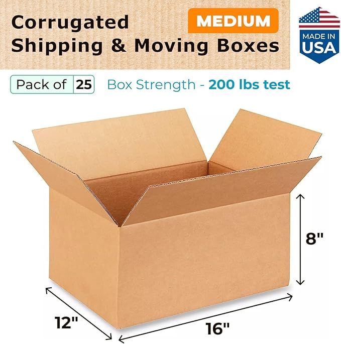 Medium Shipping & Moving Boxes 16"L x 12"W x 8"H - Image 2
