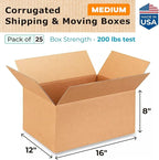 Medium Shipping & Moving Boxes 16"L x 12"W x 8"H - Image 2