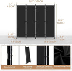 C-Hopetree 4 Panels Room Divider, 6 Ft Tall Indoor Folding Privacy Screen - Image 6