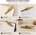 Vintage Crocodile Head Journal Clip - 3.4 Inch Heavy Duty Alligator Metal Book Clip Pin, Solid Decorative Bookmark Paper Organizer Notebook Holder Planner for Home Office Desk